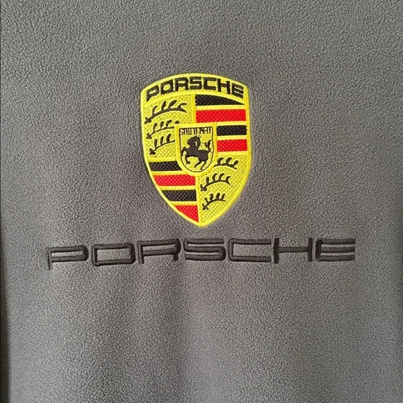 *Unisex Porsche Gray & Black Zippered Fleece Jacket Coat Sporty Cars Speed - Picture 4 of 15